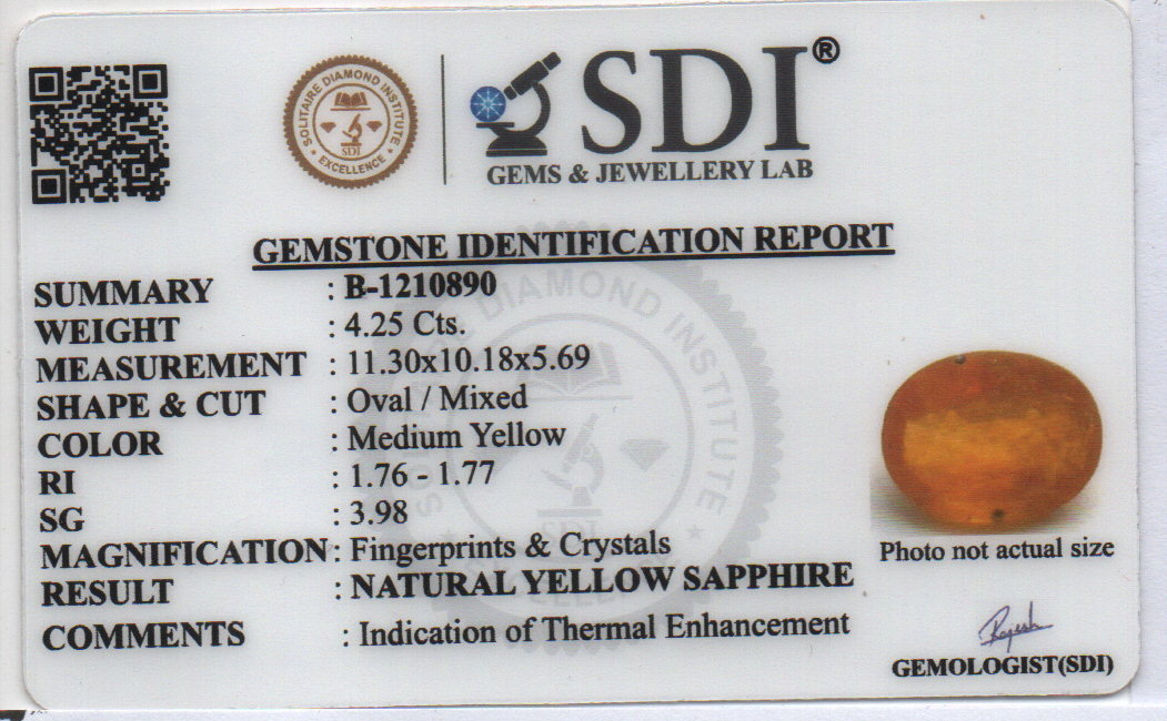YELLOW SAPPHIRE - 4.25 CARATS