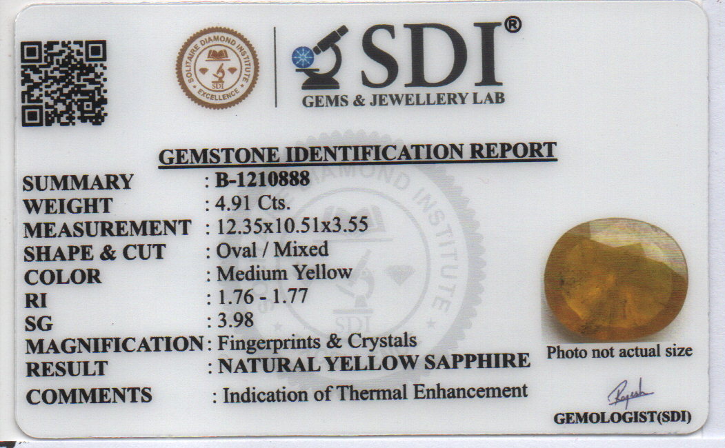 YELLOW SAPPHIRE - 4.91 Carats