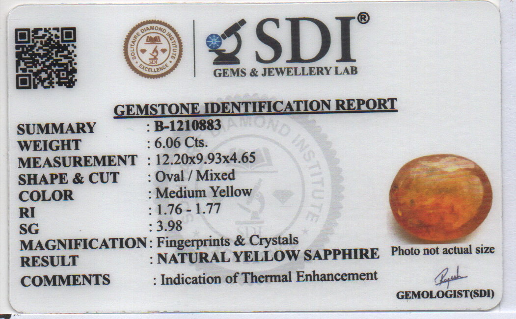 YELLOW SAPPHIRE - 6.06 CARATS