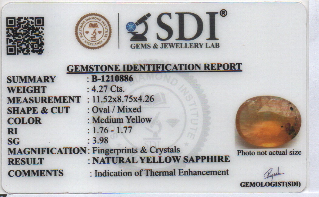 YELLOW SAPPHIRE - 4.27 CARATS