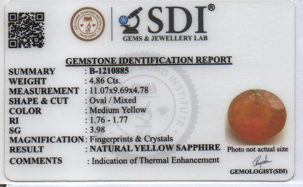 YELLOW SAPPHIRE - 4.86 CARATS