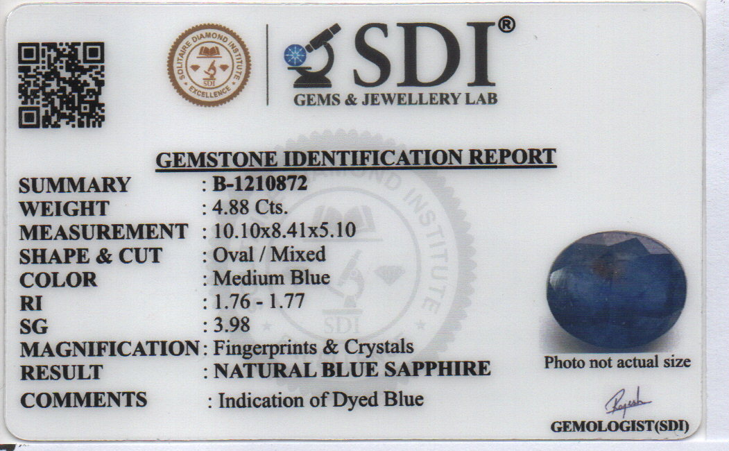 BLUE SAPPHIRE - 4.88 CARATS