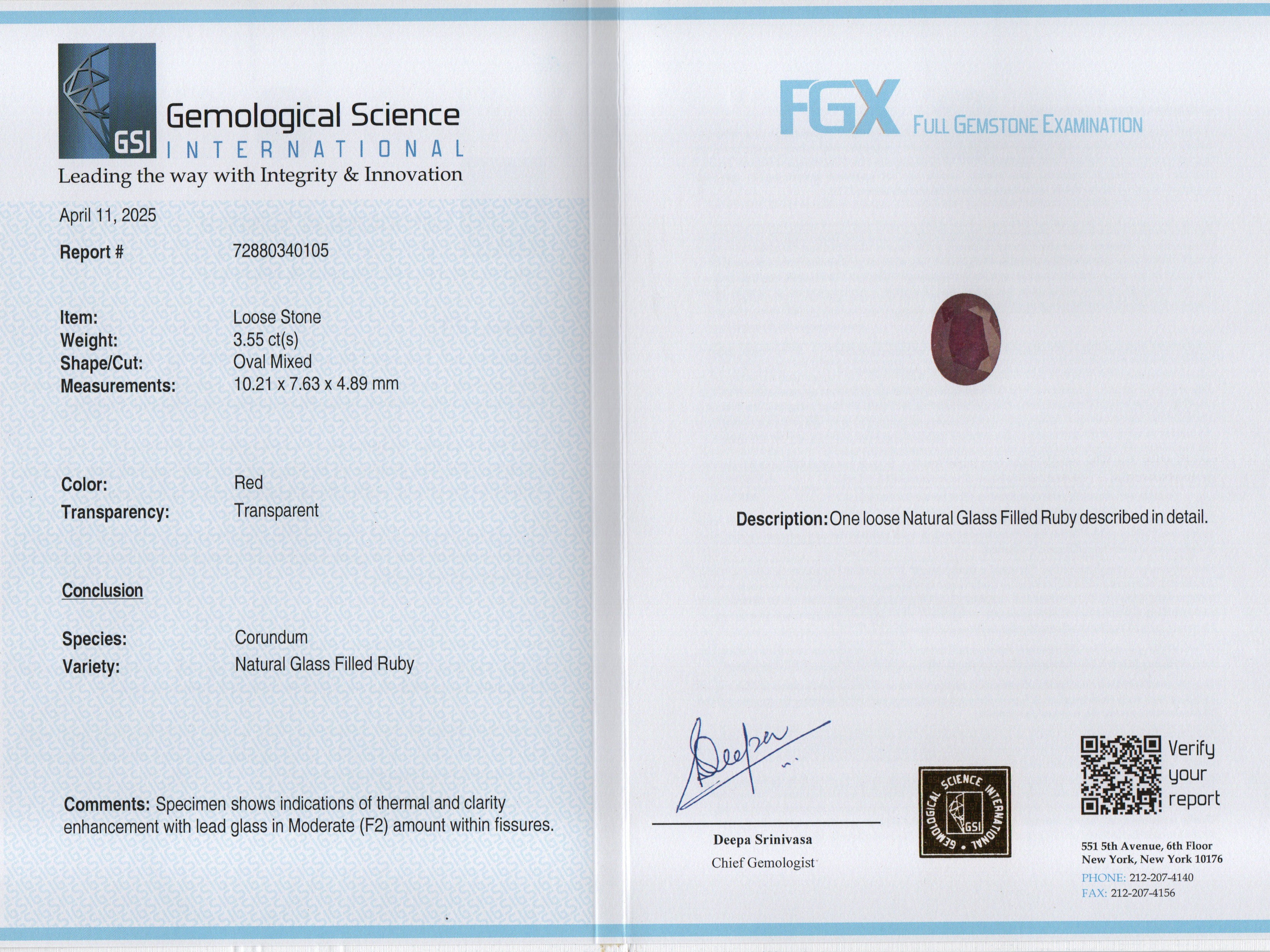 RUBY- 3.55 Carats