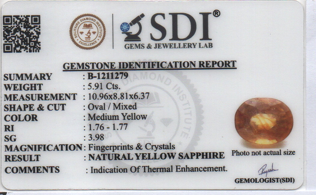 YELLOW SAPPHIRE - 5.91 Carats