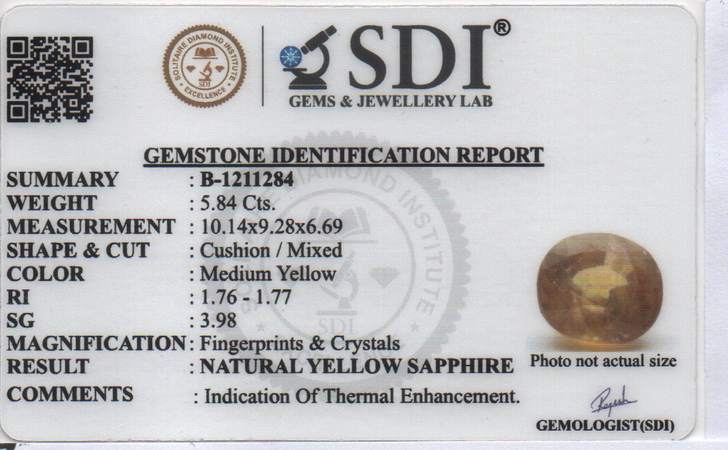 YELLOW SAPPHIRE - 5.84 Carats