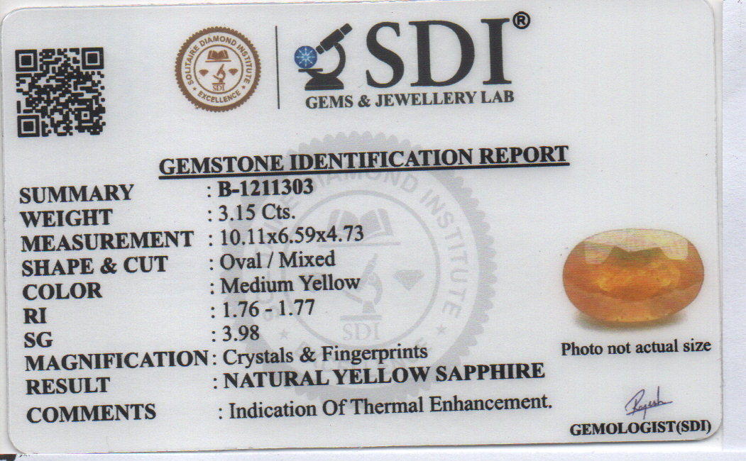 YELLOW SAPPHIRE - 3.15 CARATS