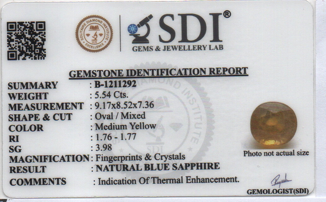 YELLOW SAPPHIRE - 5.54 Carats
