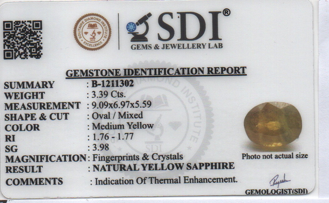 YELLOW SAPPHIRE - 3.39 CARATS