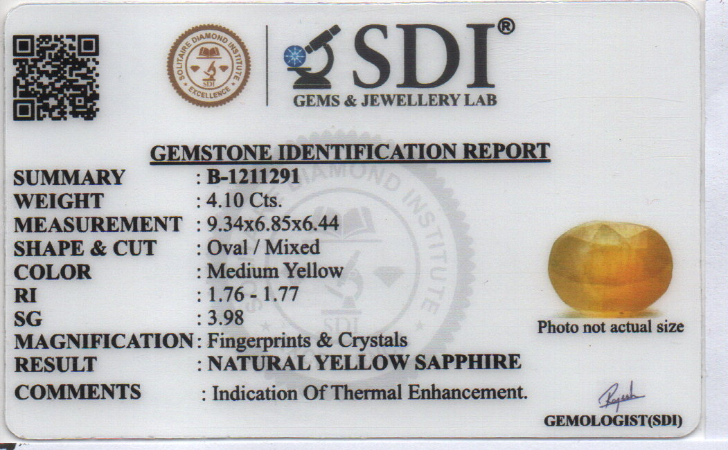 YELLOW SAPPHIRE - 4.1 CARATS