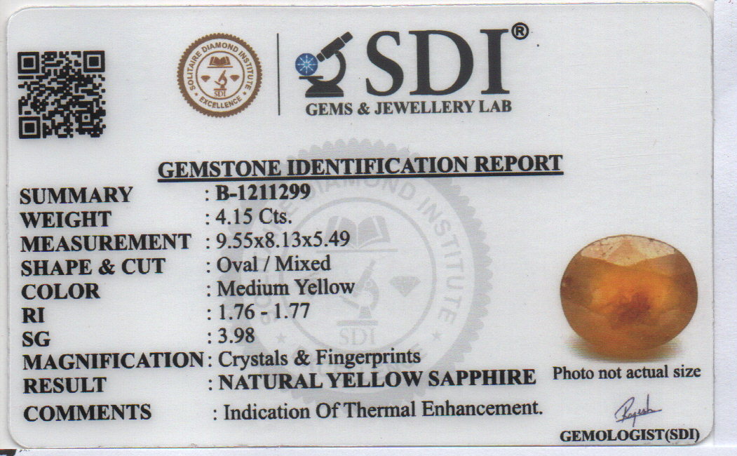 YELLOW SAPPHIRE - 4.15 CARATS