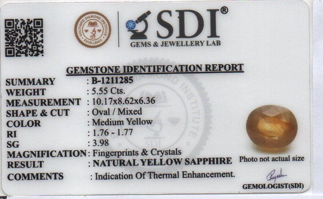 YELLOW SAPPHIRE - 5.55 CARATS
