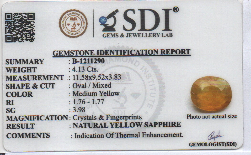 YELLOW SAPPHIRE - 4.13 Carats
