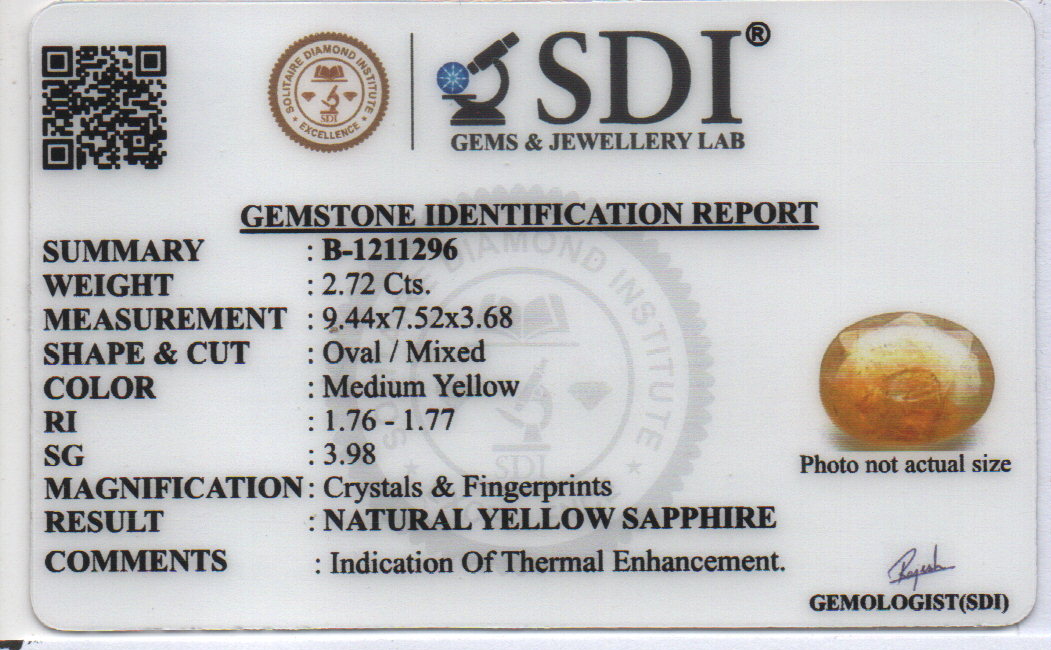 YELLOW SAPPHIRE - 2.72 Carats