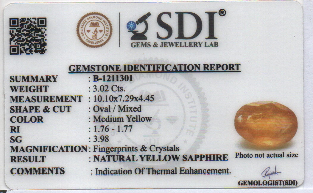 YELLOW SAPPHIRE - 3.02 CARATS