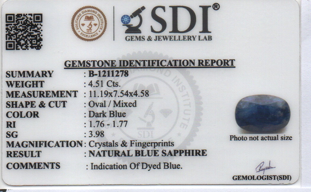 BLUE SAPPHIRE - 4.51 Carats