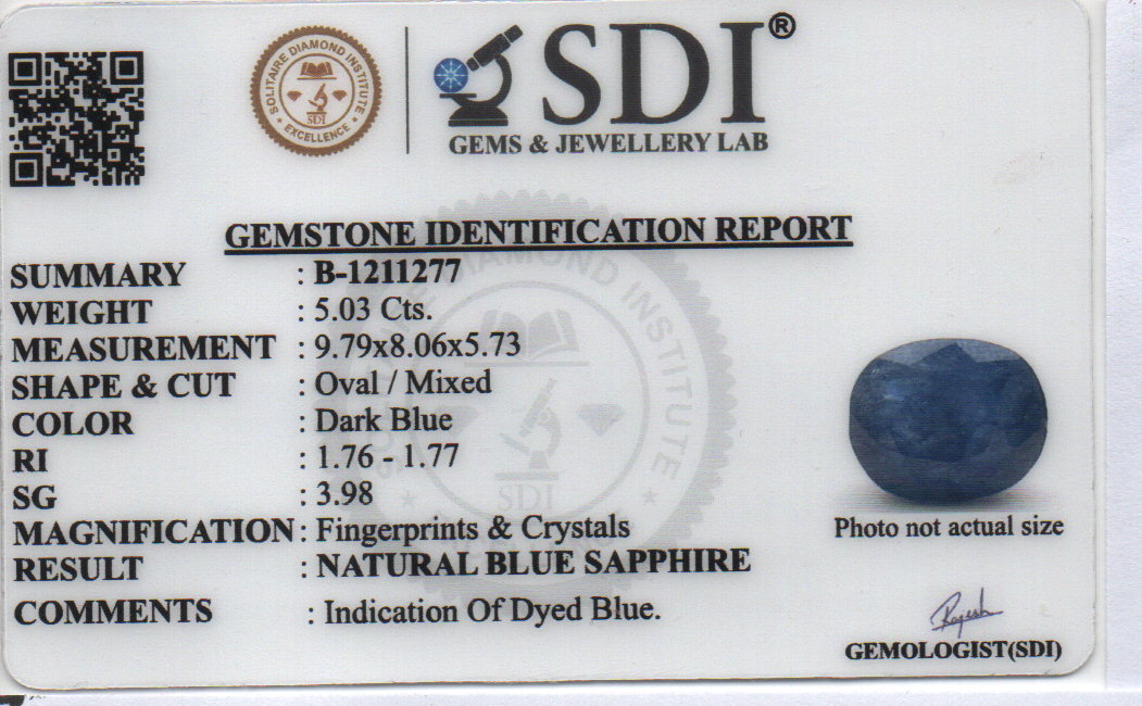 BLUE SAPPHIRE - 5.03 Carats