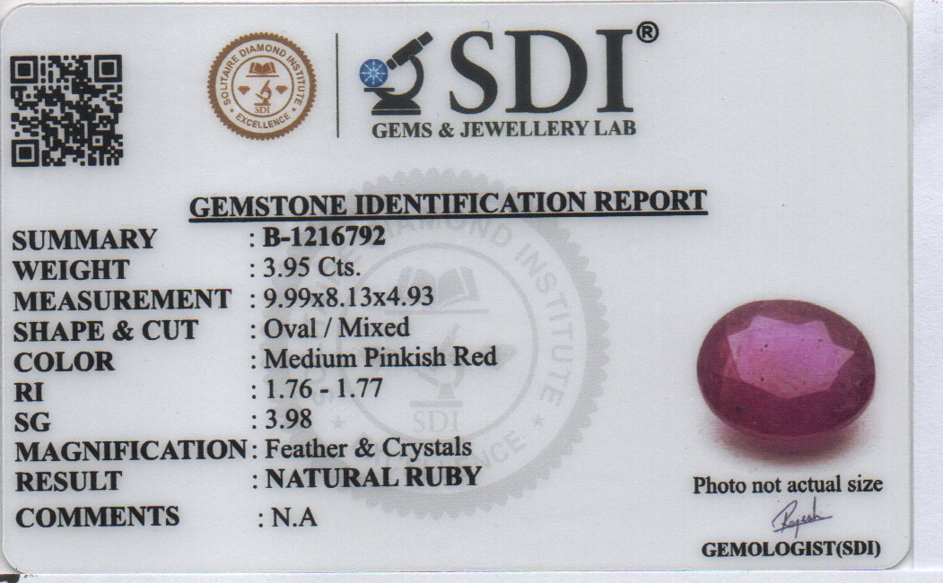 RUBY - 3.95 CARATS