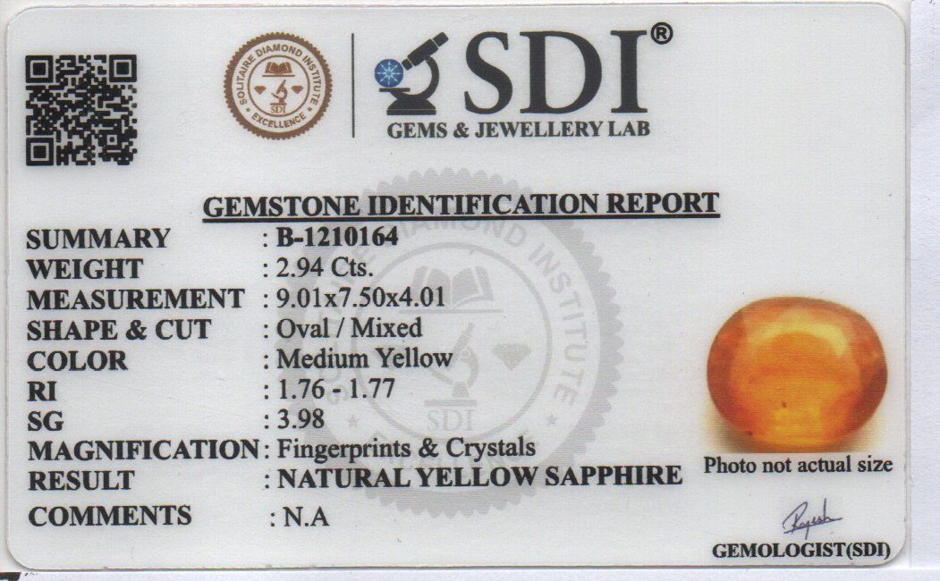 YELLOW SAPPHIRE - 2.94 CARATS
