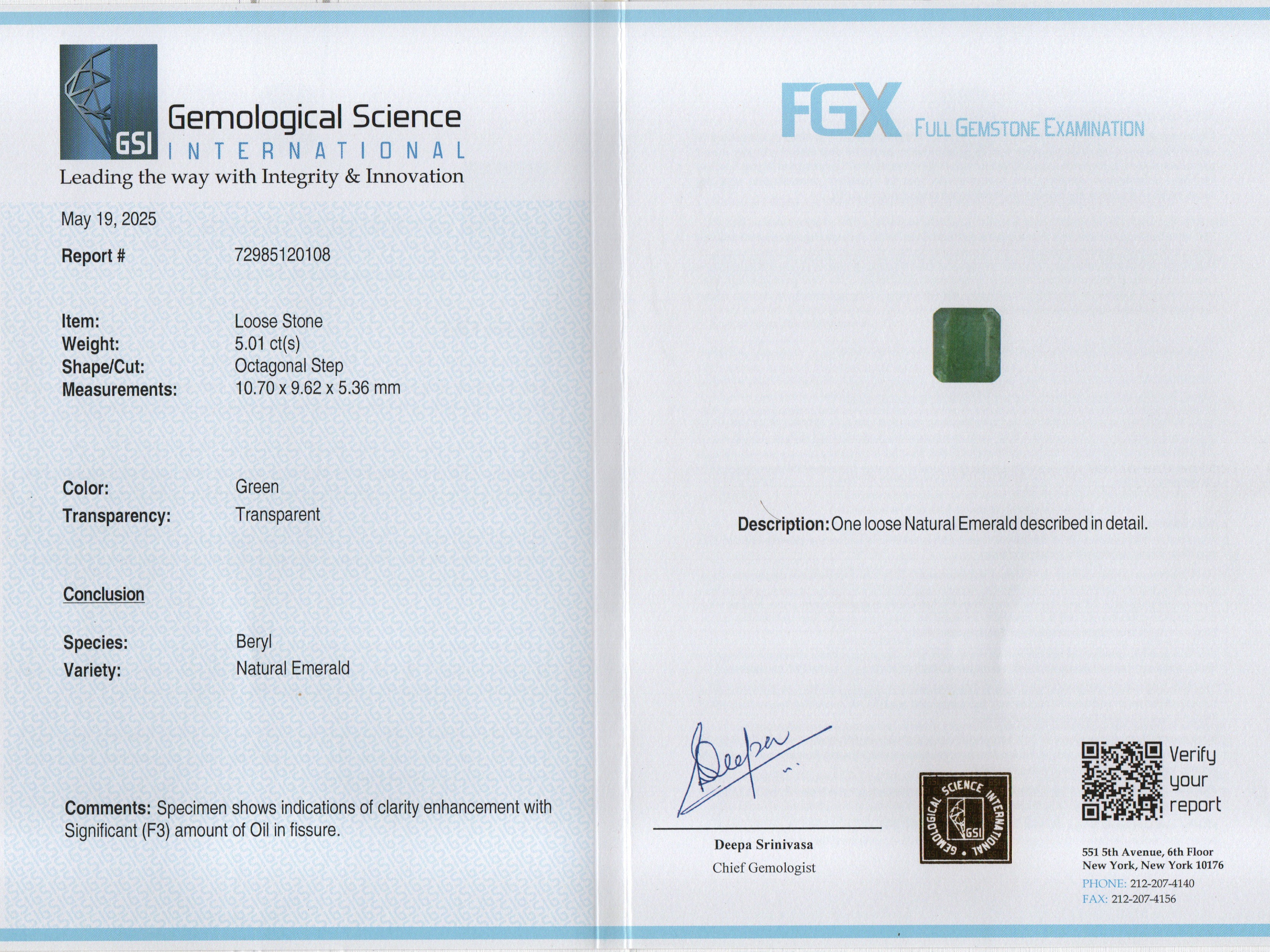 EMERALD- 5.01 Carats