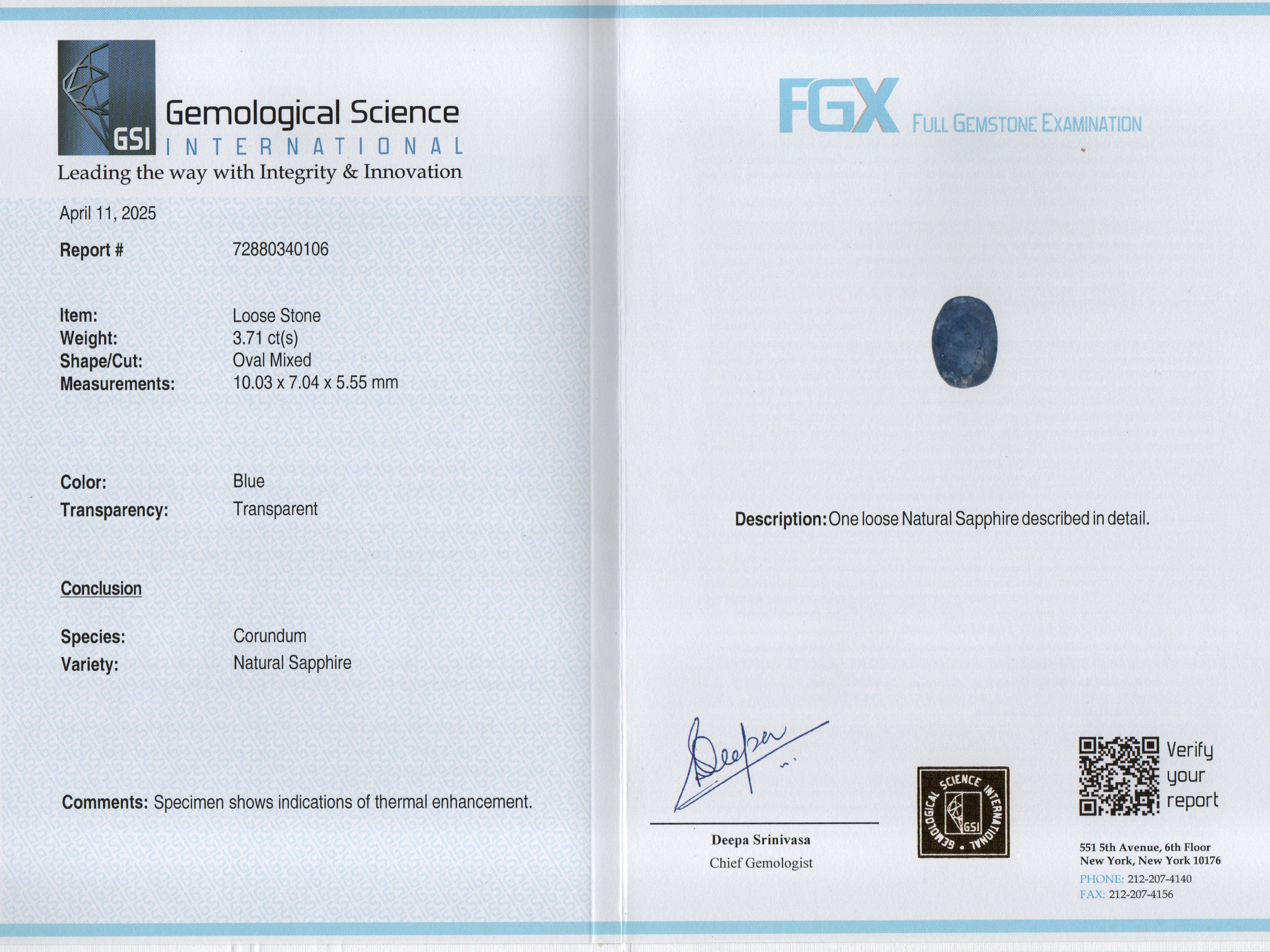 BLUE SAPPHIRE- 3.71 Carats