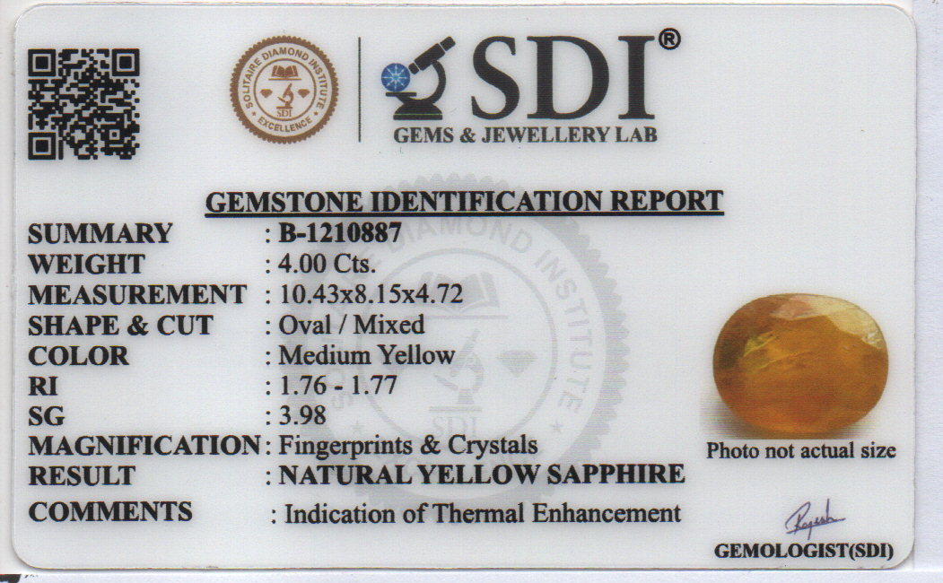 YELLOW SAPPHIRE - 4 CARATS