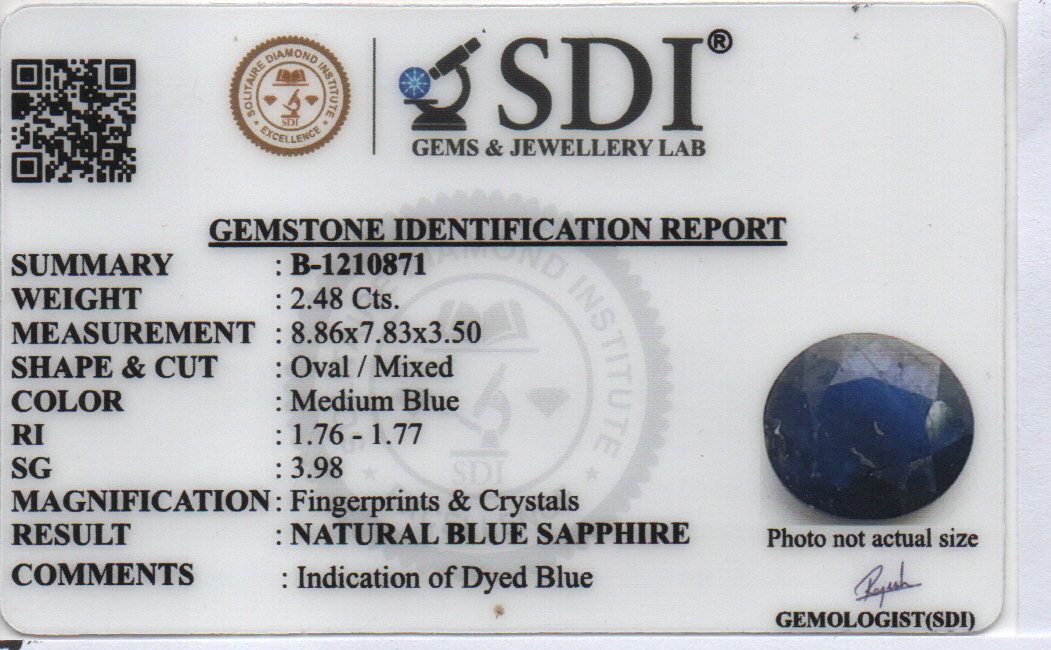 BLUE  SAPPHIRE - 2.48 Carats