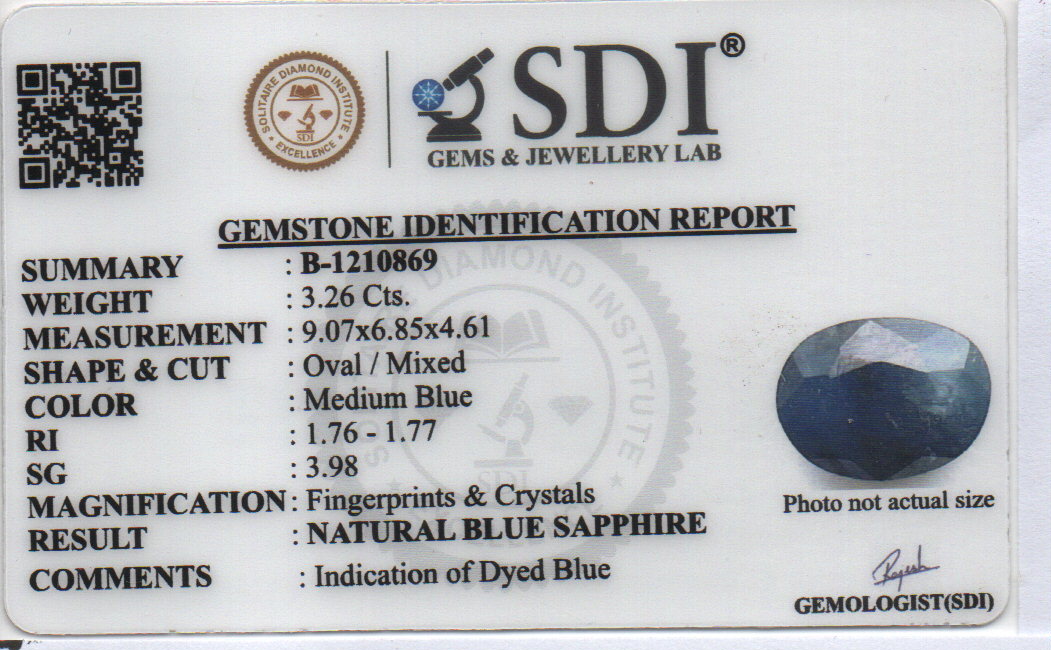 BLUE  SAPPHIRE - 3.26 Carats