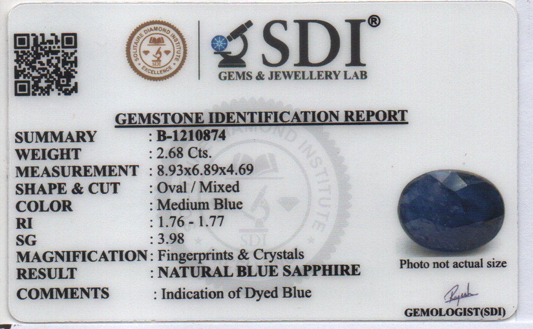 BLUE  SAPPHIRE - 2.68 Carats