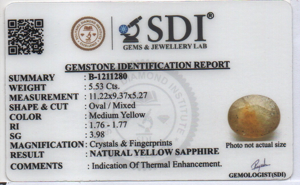 YELLOW SAPPHIRE - 5.53 CARATS