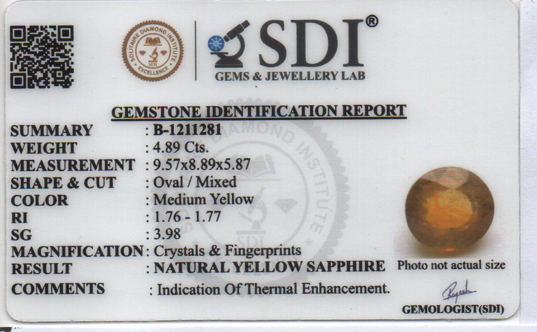 YELLOW SAPPHIRE - 4.89 CARATS