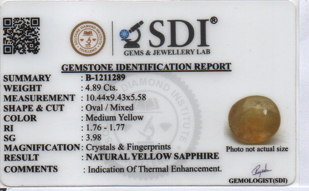 YELLOW SAPPHIRE - 4.89 CARATS