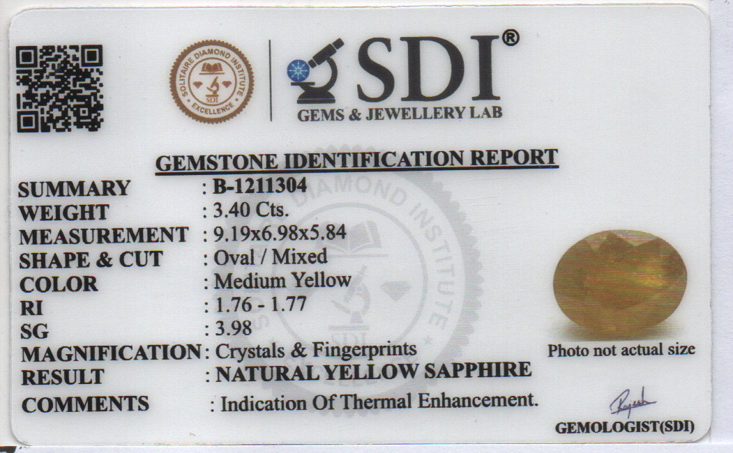YELLOW SAPPHIRE - 3.4 CARATS