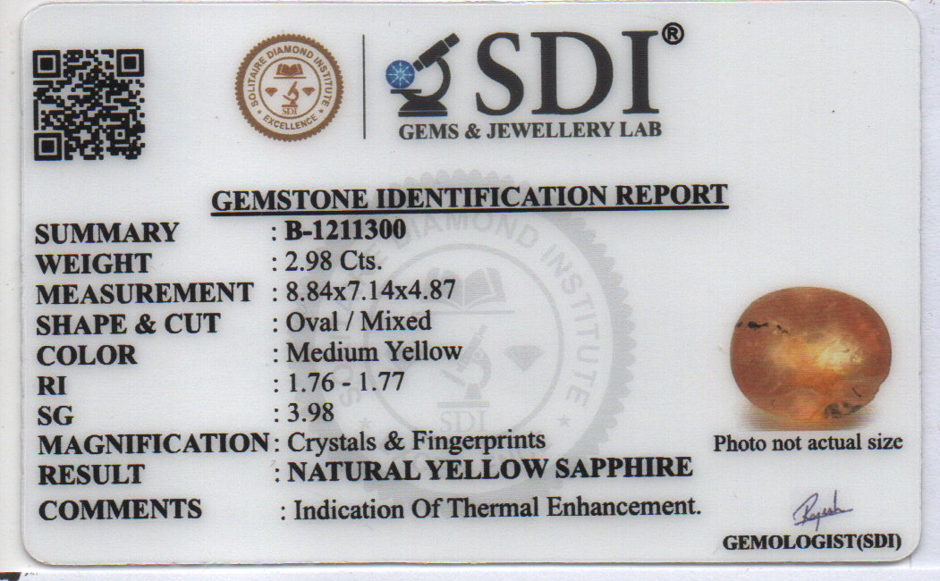 YELLOW SAPPHIRE - 2.98 CARATS