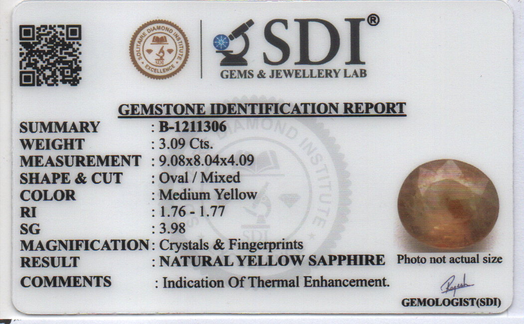 YELLOW SAPPHIRE - 3.09 CARATS