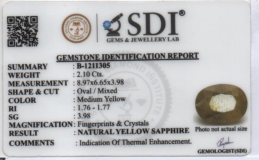 YELLOW SAPPHIRE - 2.1 CARATS