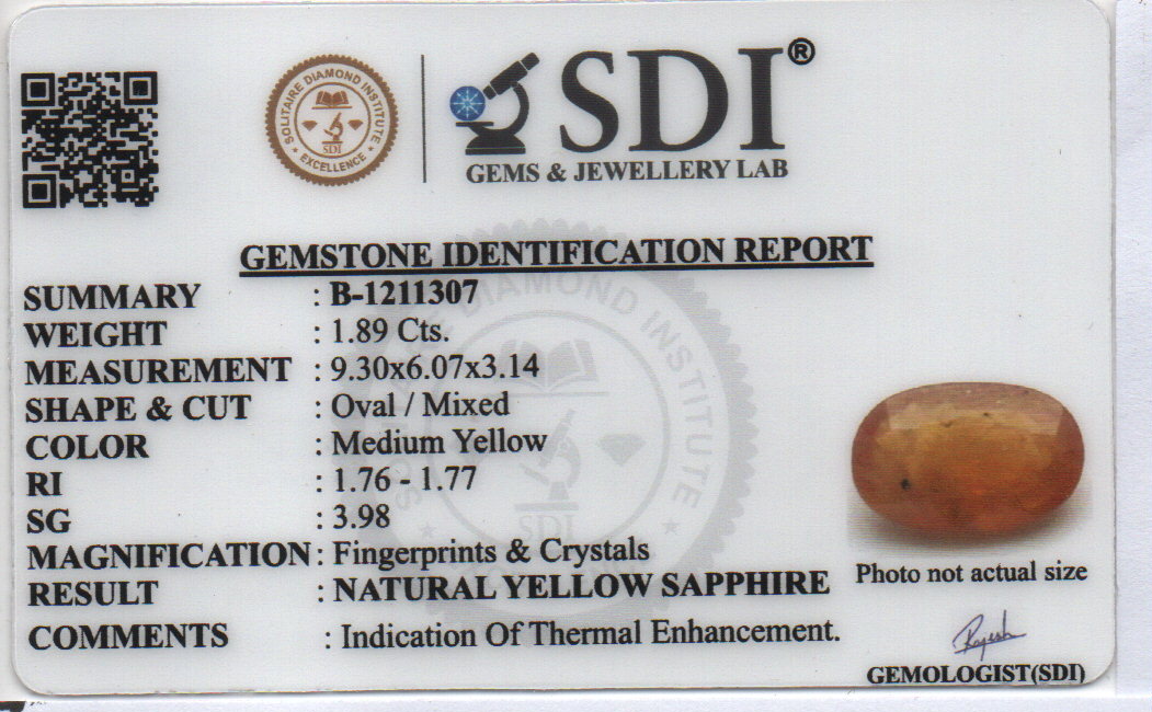 YELLOW SAPPHIRE - 1.89 CARATS