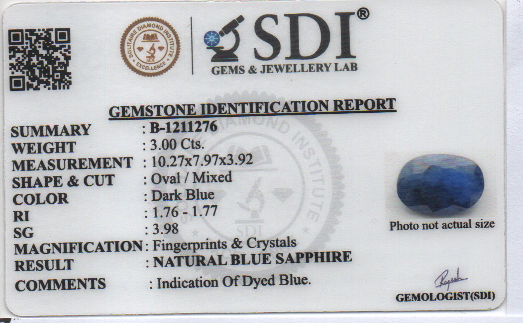 BLUE SAPPHIRE - 3 CARATS