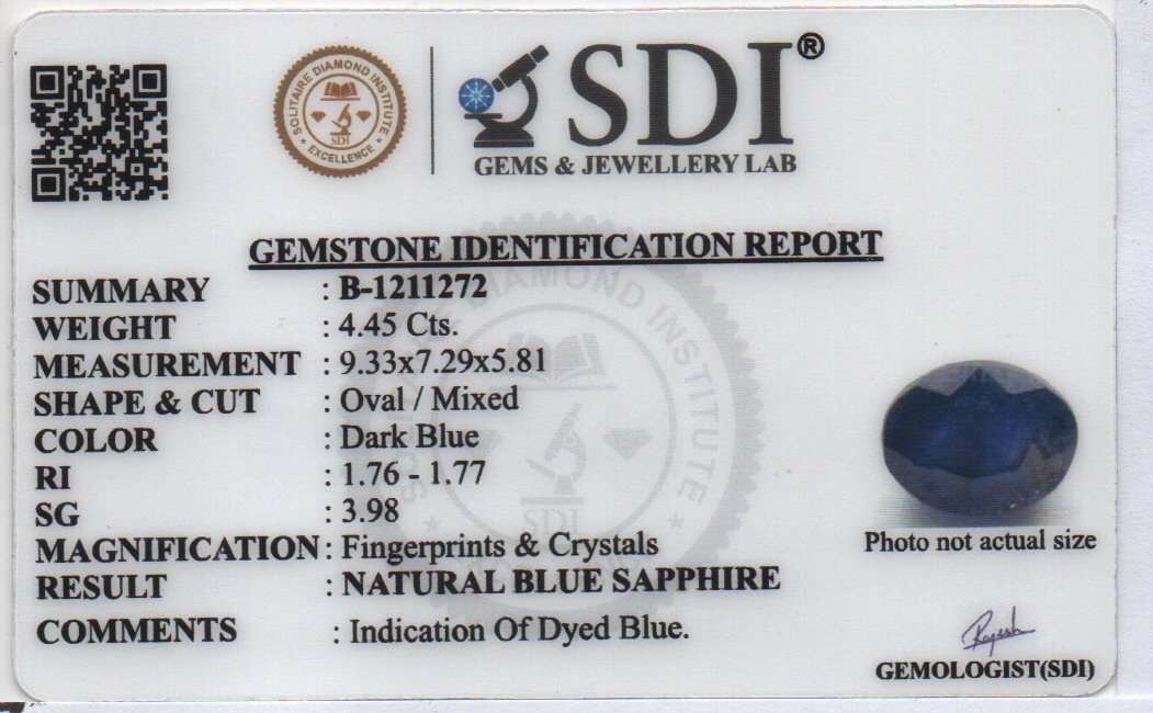 BLUE SAPPHIRE - 4.45 CARATS