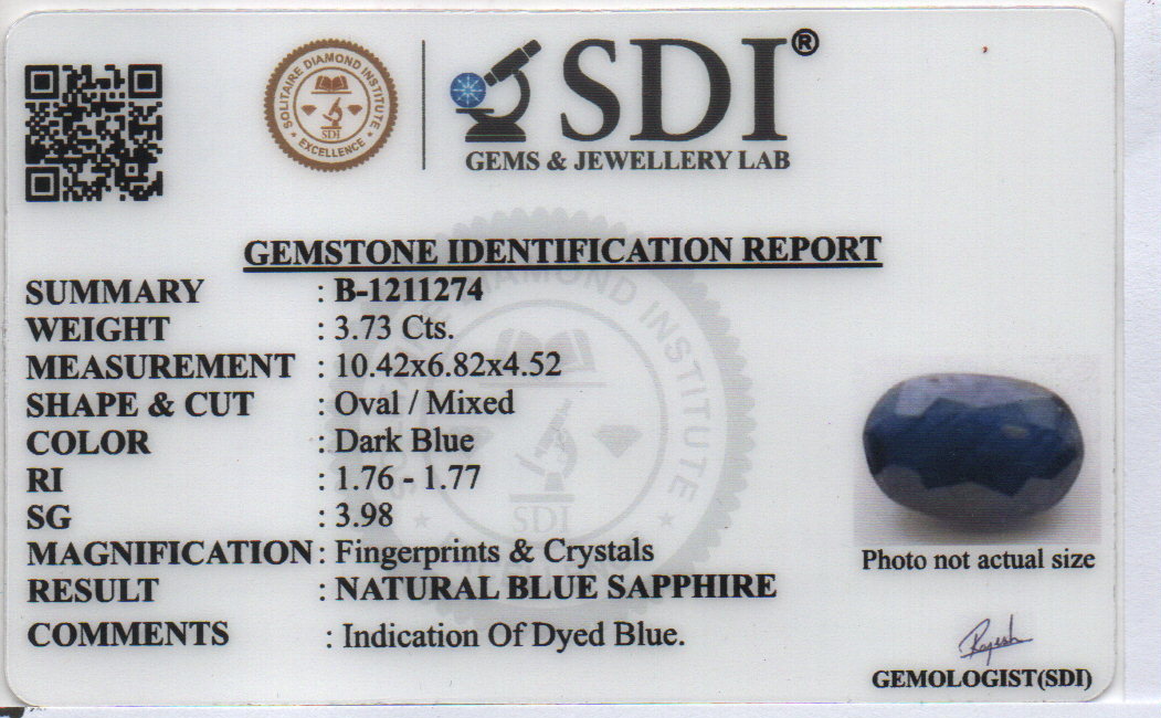 BLUE SAPPHIRE - 3.73 Carats