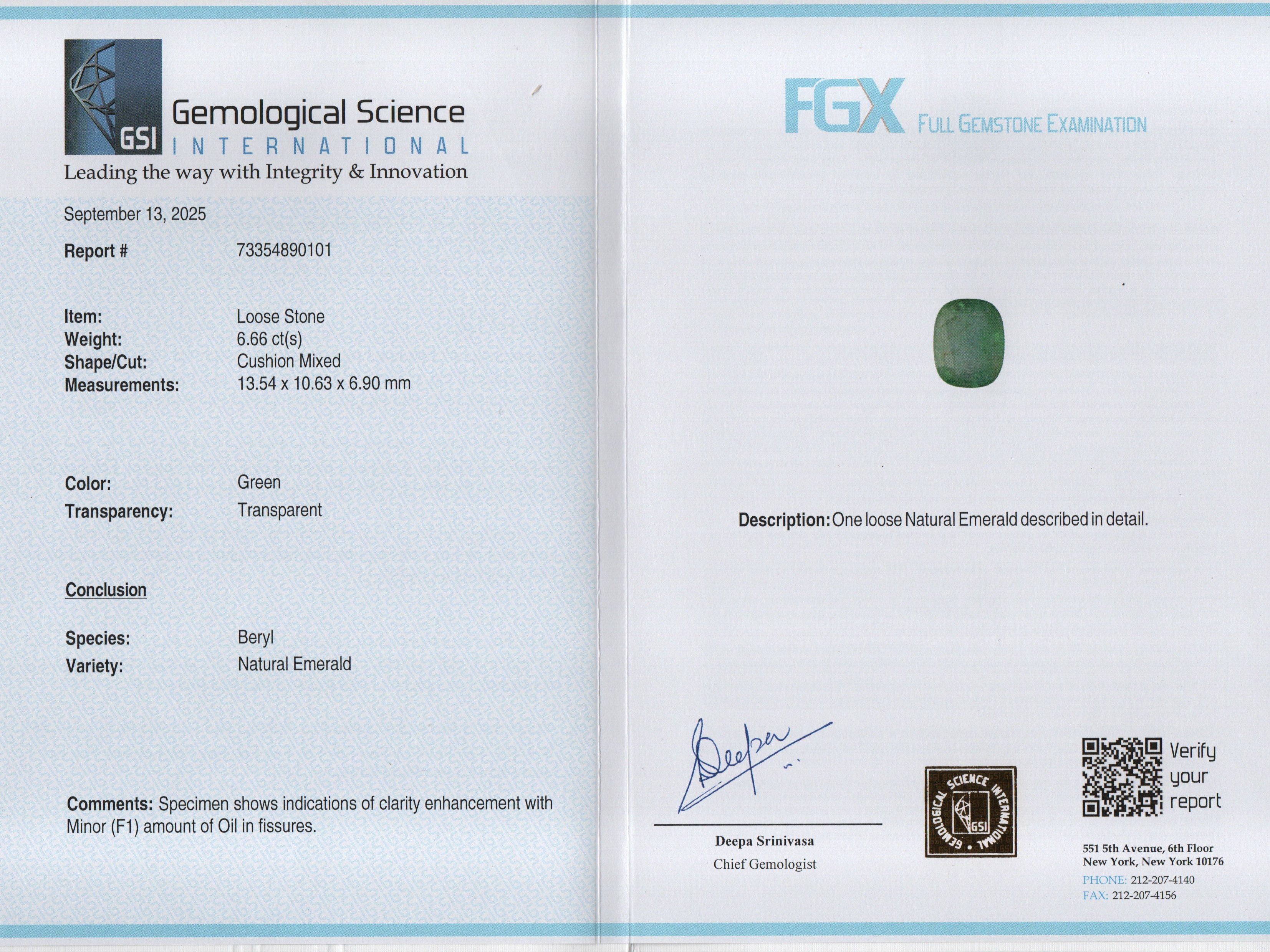 EMERALD - 6.66 CARATS