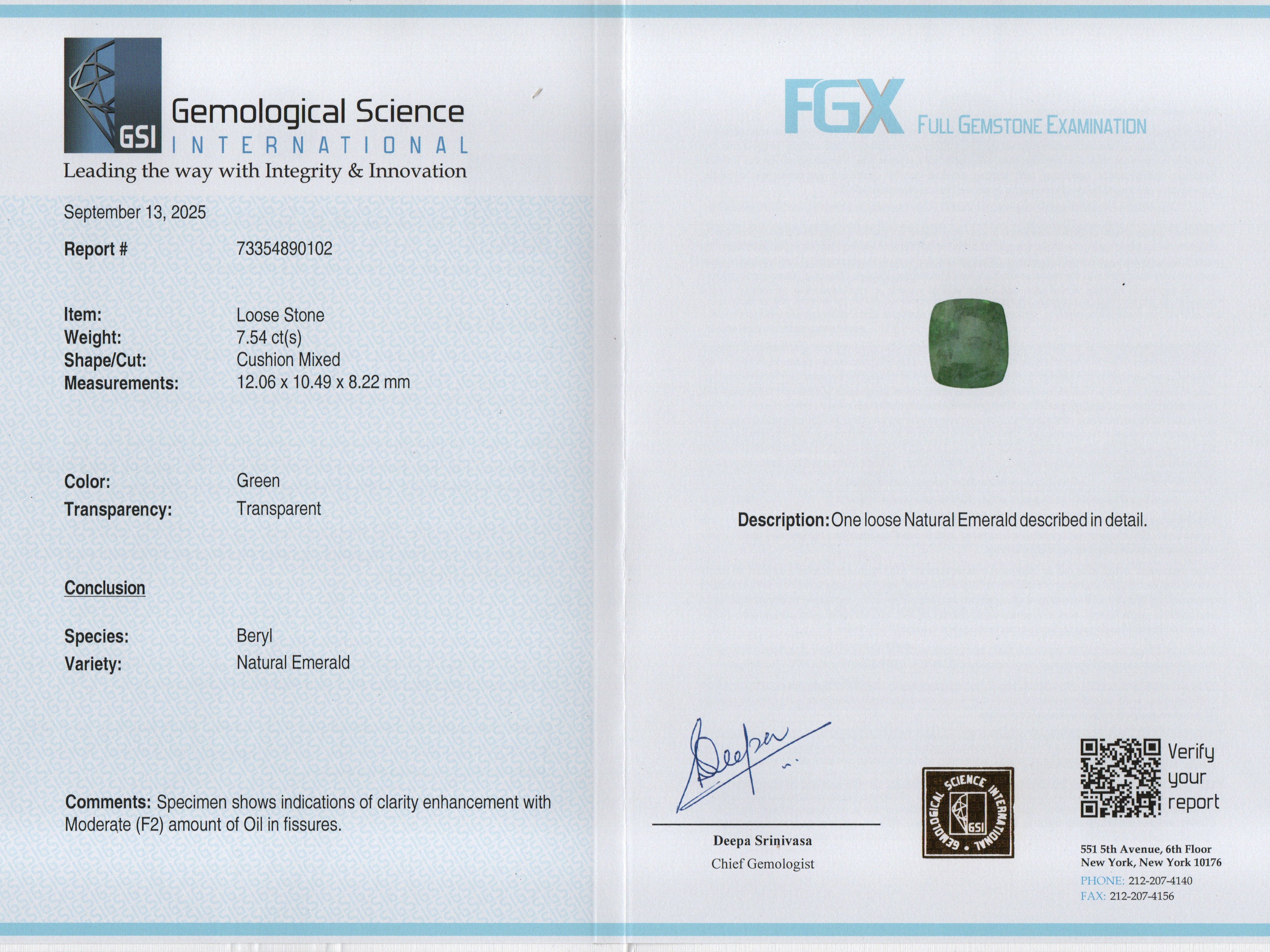 EMERALD - 7.54 CARATS