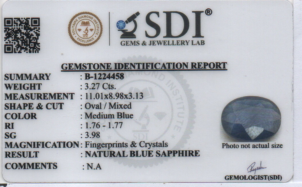 BLUE SAPPHIRE - 3.27 CARATS